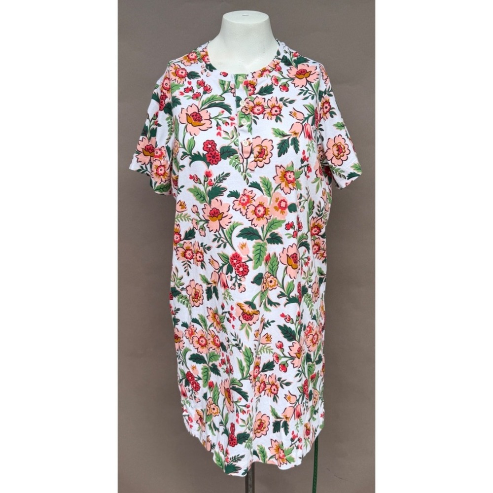 Vera Bradley Henley Night Gown Dress Sleep Shirt  XS Hidden Hearts Cream NEW